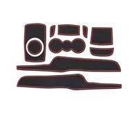 Tapis De Porte Antidérapants Tampons Rainure Tasse Trou Fente Accessoires Style Voiture pour Ford pour Fiesta Mk6 Mk7 2008 - 2013(Red)