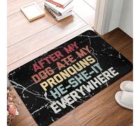 Tapis De Porte Après Que Mon Chien AIT Mangé Mes Pronoms Il Elle Partout Paillasson D'Entrée Absorbant Paillasson Antidérapant Tapis De Bain pour Couloirs Intérieur Cuisine 40X60CM