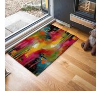 Tapis de Porte Art Abstrait Moderne Paillasson Graffiti De Rue 50 x 80 cm Absorbe l'eau et Ramasse La Saleté Facile à Nettoyer Tapis pour Couloir, Entrée, Cuisine, Multicolore