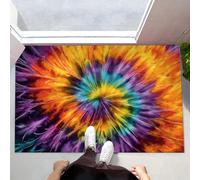 Tapis De Porte Art du Tie-Dye Paillasson, Antidérapant Spirale Graffiti Paillasson, D'Entrée Résistant Violet Tapis De Bain pour Chambre Cuisine Intérieur 45 x 75 cm