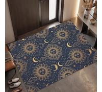 Tapis de Porte Astrologie Rétro, Tapis de Bienvenue, 50 x 80 cm | Paillasson d'Entree Interieur Visage Soleil Et Lune, Antidérapant et Absorbant, Lavable en Machine pour Chambre, Cuisine, Couloir