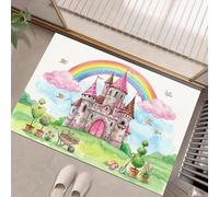 Tapis de Porte Château De Conte De Fées mit Dos en TPE Durable et antidérapant, 90 x 150 cm | Paillasson Architecture De Rêve Tapis de Sol Absorbant Lavable, Passe sous la Porte 6 mm d'épaisseur