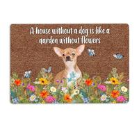 Tapis de porte Chihuahua une maison sans chien est comme un jardin sans fleurs Tapis antidérapant Tapis de salle de bain cuisine entrée 40 x 60 cm