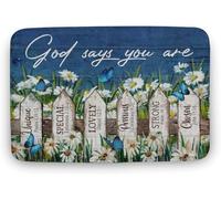 Tapis De Porte Clôture Vintage pour Jardin Fleuri Et Papillons : Dieu Dit Que Vous Êtes Rustique Et Accueillant (Humour). Paillasson Paillasson D'Entrée Doux Tapis De Bain pour 40X60CM