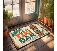 Tapis de porte d'automne en plein air Bienvenue dans notre paradis tropical : Aloha Tiki Bar! Paillasson de bienvenue pour l'extérieur du bureau d'entrée (65 x 90 cm)