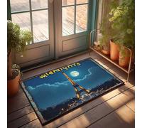 Tapis de porte d'automne extérieur minuit au clair de lune Tour Eiffel Romance Paillasson de bienvenue pour entrée extérieure Tapis de sol (50 x 80 cm)