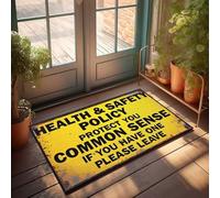 Tapis de porte d'automne Politique de santé et de sécurité : protégez votre bon sens paillasson paillasson extérieur drôle (65 x 90 cm)