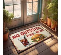 Tapis de porte d'automne pour entrée extérieure interdite : aucune nourriture ou boisson à l'extérieur n'est autorisée ici! Paillasson d'intérieur de ferme, tapis de cuisine (65 x 90 cm)