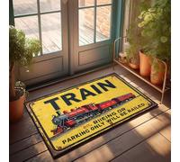Tapis de porte d'automne pour entrée extérieure, panneau d'avertissement de train vintage : « Riding Or Parking Only Will Be Raile Paillasson Tapis de porte d'entrée Tapis de cuisine de ferme