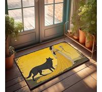 Tapis de porte d'automne pour entrée extérieure, robe dorée, loup noir : un conte mystérieux, paillasson déplié pour porte d'entrée, tapis de cuisine de ferme (50 x 80 cm)