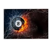 Tapis de porte de billard de nuit en forme de boule de billard dans le feu et l'eau, éclairant le tonnerre, tapis antidérapant pour salle de bain, cuisine, porche, entrée, 40 x 60 cm