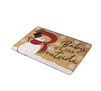 Tapis de porte de Noël Dessin animé Bonhomme de neige Drôle Proverbe Froid Extérieur Lettres Surface Tapis Ferme Bloc d'entrée Tapis de Noël Intérieur Extérieur Décoration Tapis de Noël