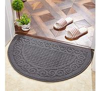 Tapis de Porte Demi-Rond, Treer Doux Antidérapant Tapis Entrée Intérieur Lavable Tapis Paillasson pour entrée de la Cuisine, Couloir, d'entree Extérieur (Gris,48 * 78cm)