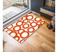 Tapis de Porte d'Entrée 90 x 150 cm Paillasson à Profil Bas Cercles Creux Dessinés À La Main Moquette Antidérapant Lavable Graffiti Pop Art Tapis de Sol pour Entrée, Couloir, Chambre, Orange-Rouge