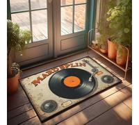 Tapis de porte d'entrée amusant vintage en vinyle Vibes : Mard Splin Record Player Paillasson Man Cave Decor Tapis pour cuisine (65 x 90 cm)