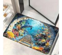 Tapis de porte d'entrée avec illusion d'optique 3D, le chien a peur du tapis avec trou 3D, ressemble à un piège à trous pour le salon, comme test et jeu avec votre chat ou chien