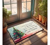 Tapis de porte d'entrée d'extérieur Anticipation de Noël : une citation festive avec un arbre décoratif - Tapis d'extérieur imperméable et amusant - Décoration de chambre à coucher (50 x 80 cm)