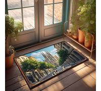 Tapis de porte d'entrée d'extérieur Barcelona'S Sagrada Familia : un majestueux paillasson architectural Marvel - Tapis d'extérieur imperméable et amusant pour décoration de chambre à coucher (65 x 90