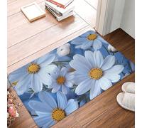 Tapis de porte d'entrée d'intérieur et d'extérieur antidérapant pour entrée, porche, salle de bain, bleu marguerite, 40,6 x 61 cm
