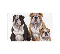 Tapis de porte d'entrée d'intérieur et d'extérieur - Motif bouledogues anglais - Facile à nettoyer - Résistant aux taches et à la décoloration - Tapis de bain en flanelle absorbant - 49,5 x 80,9 cm