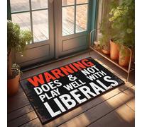Tapis de porte d'entrée extérieur Avertissement : Ne joue pas bien avec Liberals Paillasson décoratif pour chambre rétro (50 x 80 cm)
