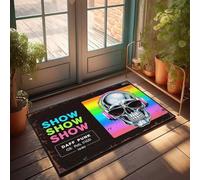 Tapis de porte d'entrée extérieur Daff Punk Show : battements électrisants et crânes élégants Unite! Paillasson d'automne pour porte d'entrée (40 x 60 cm)