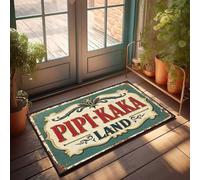 Tapis de porte d'entrée extérieur vintage signe : Pipi-Kaka Land avec cadre orné, tapis de cuisine, cadeau pour mari (50 x 80 cm)
