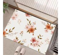 Tapis de Porte d'entrée Feuilles De Fleurs De Pêcher Paillasson Attrape-Poussière Fleurs Rétro Fin Tapis de Sol Antidérapant Lavable en Machine pour intérieur, Couloir, Cuisine, 80 x 120 cm, Orange