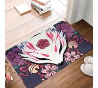 Tapis de Porte d'entrée Fox Spirit Kitsune antidérapant Absorbant Style Japonais Style Kabuki pour Salle de Bain entrée