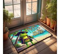 Tapis de porte d'entrée grenouille pirate Avertissement : Gardez vos mains loin ! Paillasson intérieur ou extérieur (65 x 90 cm)