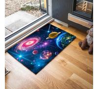 Tapis de Porte d'Entrée Intérieur - 50 x 80 cm Tapis L'Espace Extra-Atmosphérique Imperméable Lavable Paillasson Planète De L'Univers Antidérapant et Anti-Poussière pour Extérieur, Couloir, Bleu