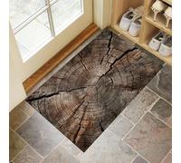 Tapis de Porte d'Entrée Intérieur - 50 x 80 cm Tapis Texture Des Anneaux Croissance Imperméable Lavable Paillasson Tronc D'Arbre Ancien Antidérapant et Anti-Poussière pour Extérieur, Couloir, Brun