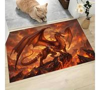 Tapis de Porte d'Entrée Intérieur, 60 x 120 cm Paillasson Super Absorbant et Antidérapant Un Dragon Majestueux Tapis de Sol Attrape-Poussière Pic Montagne Fantastique pour Entrée, Porte et Couloir,