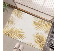 Tapis de Porte d'Entrée Intérieur, 60 x 90 cm Paillasson Antidérapant Feuilles Palmier Tapis de Sol Attrape-Poussière Plantes L'Âge D'Or Facile à Nettoyer pour Entrée, Porte et Couloir, Jaune Doré