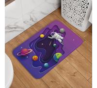 Tapis de porte d'entrée intérieur ou extérieur - 40,6 x 61 cm - Tapis de bain fin lavable - Motif astronaute en mission dans l'espace - Tapis de bain pour salle de bain et cuisine