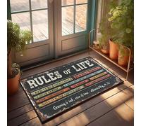 Tapis de porte d'entrée Outdoor Rules of Life : A Rustic Sign With Inspirational Citations Doormat Autumn Door Mat Outdoor Fall Door Rug For Front Door (50 x 80 cm)