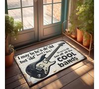 Tapis de porte d'entrée vintage avec panneau de guitare : « I May Be Old, But I Got To See All The Cool » Paillasson d'intérieur ou d'extérieur (40 x 60 cm)