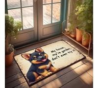 Tapis de porte d'extérieur grand chien adorable Avertissement : Keep Out Of My House And Garden! Paillasson décoratif pour patio ou entrée de maison (50 x 80 cm)