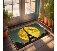 Tapis de porte d'extérieur pour entrée extérieure nuits parisiennes : une aventure pleine lune à Tahrir paillasson carré décoration de porche printanier (50 x 80 cm)