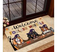 Tapis De Porte Doux Tapis De Bain Antidérapant Paillasson D'Entree pour Terrasse Bain Salon 40X60Cm Bienvenue Aux Mortels Insensés, Halloween Canin