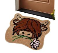 Tapis de Porte drôle de Vache des Highlands | NIU Paillassons Highland Cow Cadeaux | Tapis de Sol pour Animaux de Forme spéciale, Tapis de Bienvenue | Paillasson antidérapant en Forme de Vache