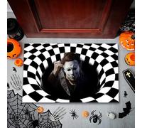 Tapis de porte effrayant Michael Myers pour Halloween, 60 x 40 cm, tapis d'horreur pour sol effrayant, maison, porche, entrée de fête, décoration extérieure effrayante pour et farces d'Halloween