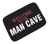 Tapis de porte en caoutchouc « Bienvenue dans la caverne des hommes », 61 x 41 cm, robuste, pour intérieur et extérieur.