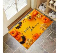 Tapis de Porte Fête D'Halloween Lavable 40 x 60 cm, Tapis de Sol Citrouille Et Coffret Cadeau Antidérapant à l'intérieur, Paillasson Avant Intérieur pour la Cuisine, Jardin, l'entrée du Hall- Orange