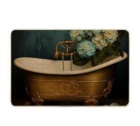 Tapis de porte floral belle fleur baignoire aquarelle botanique printemps bleu orange caoutchouc antidérapant attrape la saleté attrape la saleté porte d'entrée salle de classe extérieur lavable