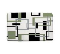 Tapis De Porte Géométrique Vert Sauge Gris Noir Blanc Géométrie Moderne Rayé Carré Géo Paillasson Doux Tapis De Bain Antidérapant Paillasson D'Entrée pour Salon Chambre Cuisine 40X60CM