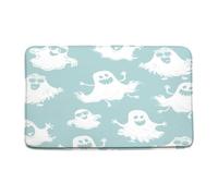 Tapis De Porte Halloween Dessin Animé Icônes Bleues Mignon Effrayant Gothique Effrayant Festival Farce Friandise Joyeux Moment Paillasson Drole Tapis Entree, pour Couloir, Cuisine, 40x60cm