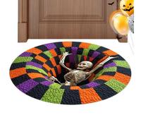 Tapis de Porte Halloween Illusion Tapis Antidérapant Fantôme Illusion Abîme | Carpette Ronde Moelleuse d'Halloween Pour Maison Salon Chambre Salle de Bain Cuisine Entrée Hôtel Fête UN