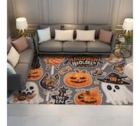 Tapis de Porte Halloween Tapis de Bienvenue drôles citrouilles fantôme Tapis d’intérieur pour l’entrée 3D Clipart Style Discret Tapis de Sol pour l’entrée 80x150cm