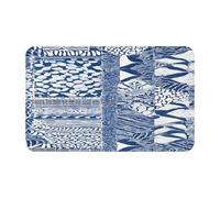 Tapis de porte imprimé (motif tribal maori polynésien bleu) pour salle de bain, chambre à coucher et bureau, 50,8 x 80 cm, tapis de bain de sol, tapis d'intérieur moderne et antidérapant